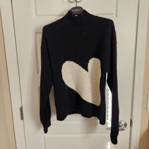Kerri Rosenthal Imperfect Heart Cashmere Sweater - Black with White heart